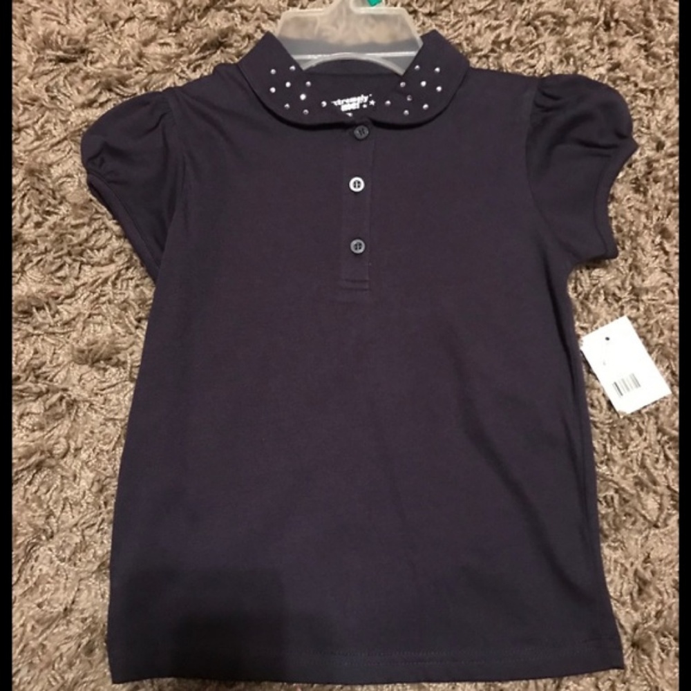 New Girls Rhinestone Navy Polo Size 4/5